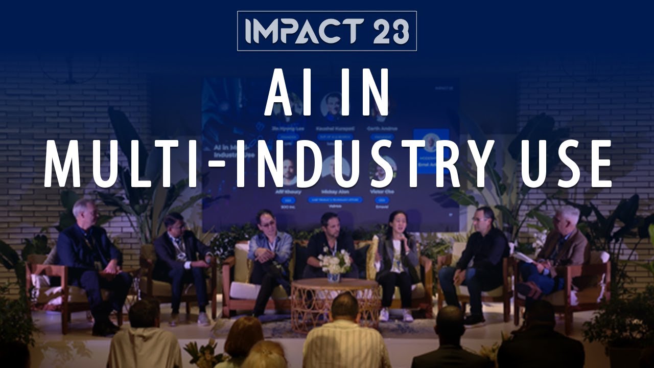 Artwork for AI + Business discussion panel at the Impact23 Conference (Internet Marketing Association)